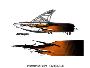 boat decal Graphic vector. abstract racing background design for vehicle vinyl wrap