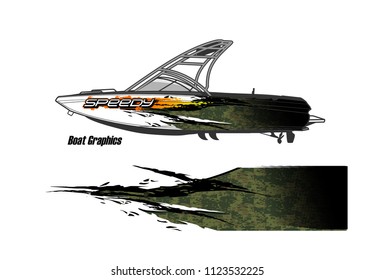 boat decal Graphic vector. abstract racing background design for vehicle vinyl wrap