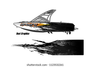 boat decal Graphic vector. abstract racing background design for vehicle vinyl wrap
