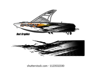 boat decal Graphic vector. abstract racing background design for vehicle vinyl wrap