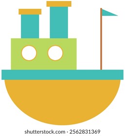 Boat design illustration.
Ship hand drawn.
Cute boat for kids.