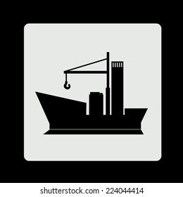 Boat design over black background, vector illustration