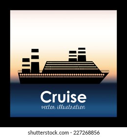 Boat design over black background, vector illustration
