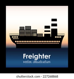 Boat design over black background, vector illustration