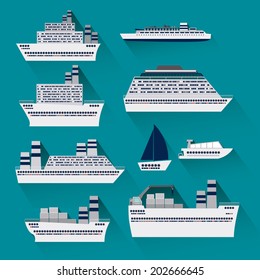 Boat design over blue background, vector illustration