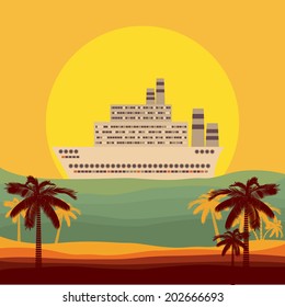 Boat design over seascape background, vector illustration