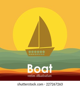 Boat design over seascape background, vector illustration