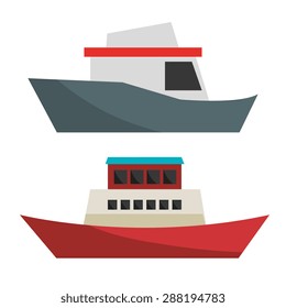 Boat design over white background, vector illustration.