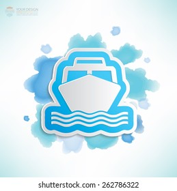 Boat design,water colour design,clean vector