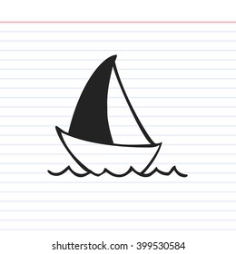 Boat doodle icon