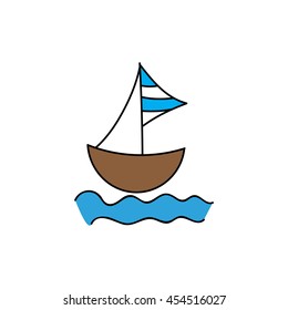 Boat doodle icon illustration vector