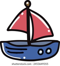 Boat Doodle Simple Minimalist Cute And Fun Icon Clip 