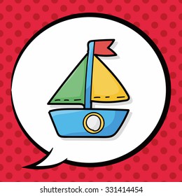 boat doodle, speech bubble
