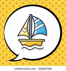 boat doodle, speech bubble