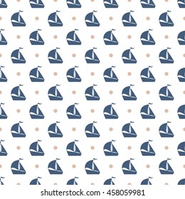 Boat and dot seamless abstract pattern background. Stock vector.