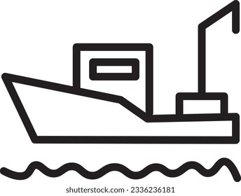Icono de contorno de pez deslizante de barco