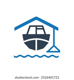 Boat In Drydock Icon, Boat Storage Icon