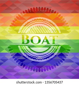 Boat emblem on mosaic background with the colors of the LGBT flag