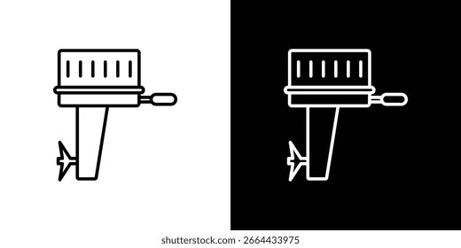 Icono del motor del barco en las Formas de la línea, Ilustración vectorial delgada del diseño de la línea