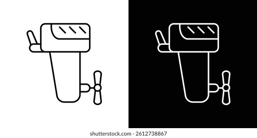 Boat Engine icon set. Black illustration isolated for graphic and web design