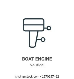 Boat engine outline vector icon. Thin line black boat engine icon, flat vector simple element illustration from editable nautical concept isolated on white background