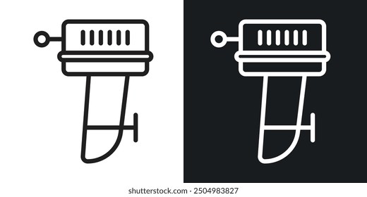 Boat Engine vector icon set black and white filled and outlined style.