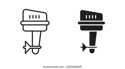 Icono del Vector del motor del barco en estilo sólido y del contorno