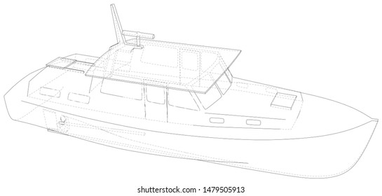 Boat. EPS10 format. Wire-frame Vector created of 3d. EPS10 format.