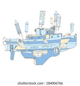 Boat with fireworks