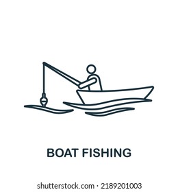 Boat Fishing icon. Monochrome simple Fishing icon for templates, web design and infographics