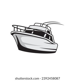 Boat fishing illustration logo vector image template