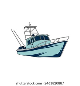 boat fishing illustration logo vector image t shirt