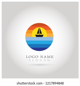 Boat & Fishing Logo. Symbol & Icon Vector Template.