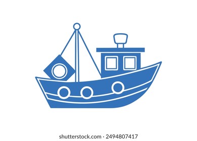 Boat Fishing Vector Illustration  Cartoon Clipart and Line Art Design