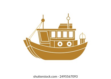 Boat Fishing Vector Illustration  Cartoon Clipart and Line Art Design