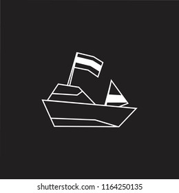 boat with flag kids draw outline design vector