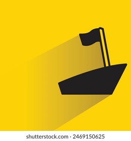 boat and flag with shadow on yellow background