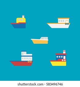 Boat in flat design illustration vector 