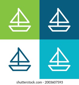 Boat Flat four color minimal icon set