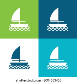 Boat Flat four color minimal icon set