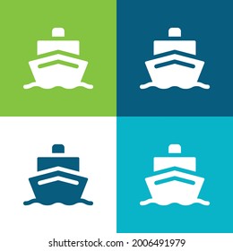 Boat Flat four color minimal icon set