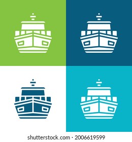 Bote Plano cuatro colores conjunto de iconos mínimo
