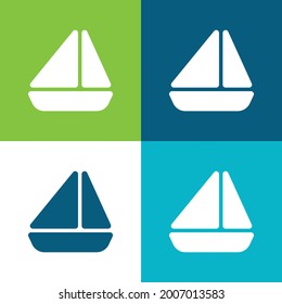 Bote Plano cuatro colores conjunto de iconos mínimo
