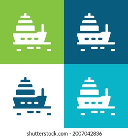 Boat Flat four color minimal icon set