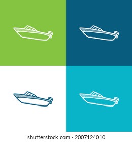 Boat Flat four color minimal icon set