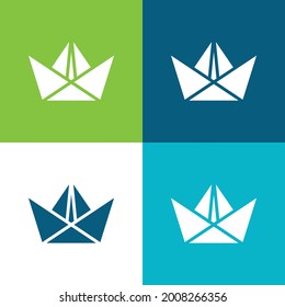 Bote Plano cuatro colores conjunto de iconos mínimo