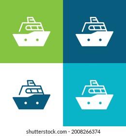 Boat Flat four color minimal icon set
