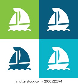 Boat Flat four color minimal icon set