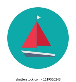 Boat flat icon isolated on blue background. Boat symbol in flat style. Vector illustration for web and mobile design.