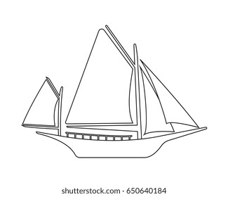 Boat flat icon and logo. Outline Vector illustration.